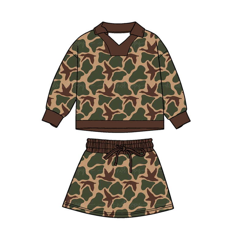 Preorder(moq 5) Baby Boys Brown Ducks Camo Long Sleeve Top Shorts Hunting Clothes Sets