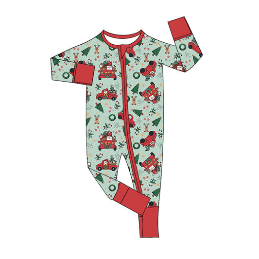 Baby Infant Boys Christmas Tree Cars Zip Rompers preorder(moq 5)