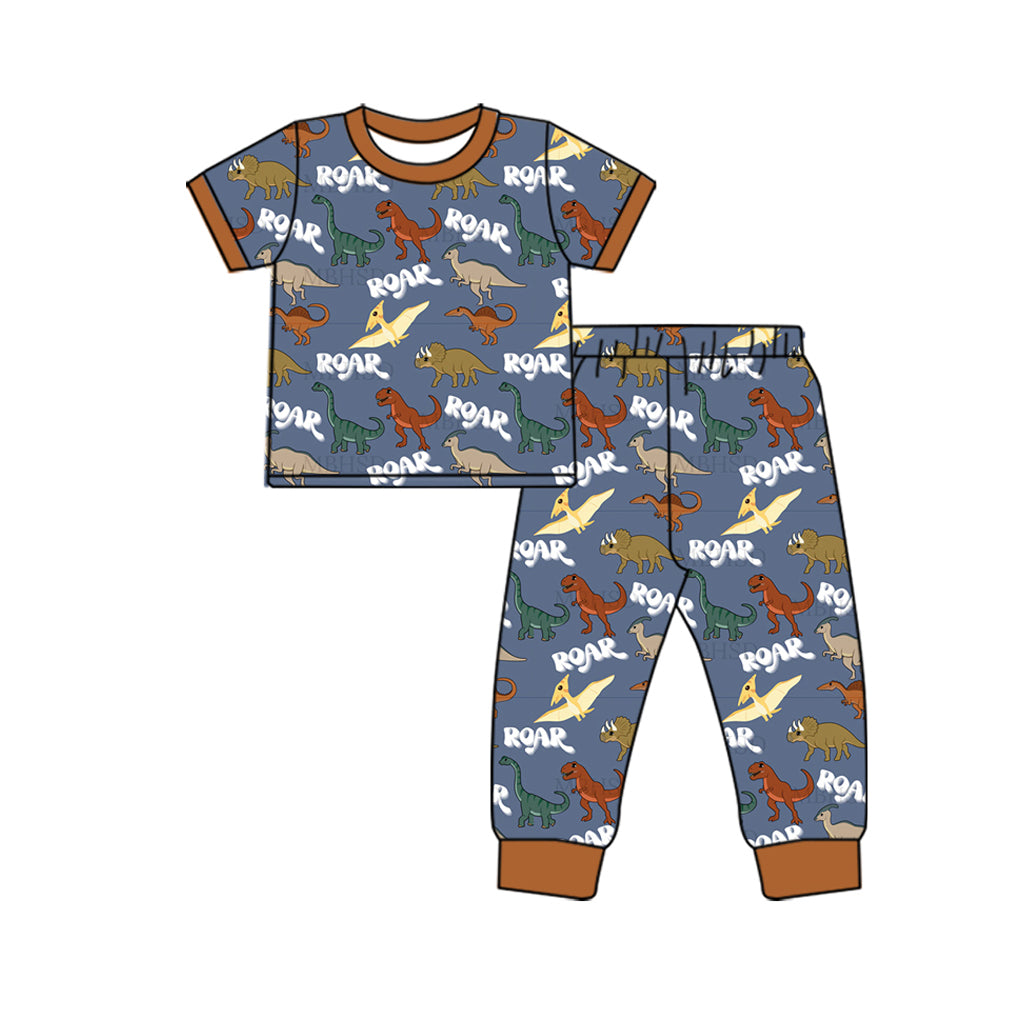 Baby Boys Dinosaurs Roar Shirt Top Pants Pajamas Sets preorder(MOQ 5)