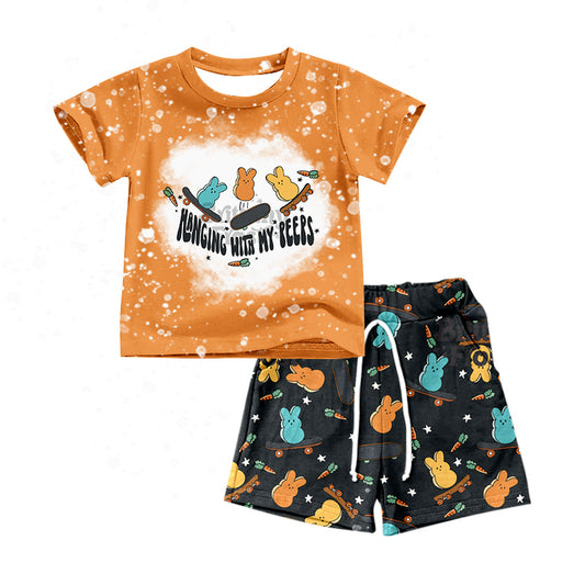 Baby Boys Rabbits Shirts Pockets Shorts Clothes Sets preorder(moq 5)