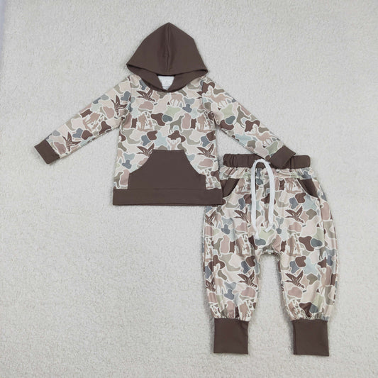 Baby Boys Deer Ducks Camo Pocket Hoodie Top Jogger Pants Hunting Clothes Sets