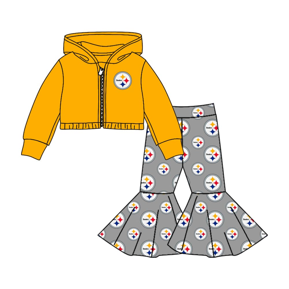 Baby Girls Team Steelers Hooded Tops Bell Pants Clothing Sets split order preorder Nov 18th