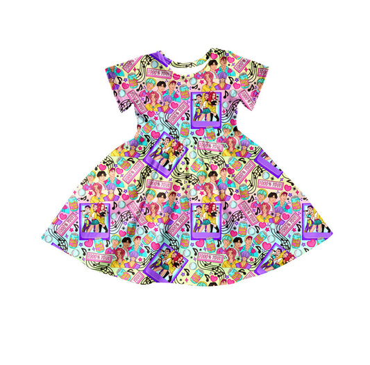 Preorder(moq 5) Baby Girls Flowers Saja Boys Demon Hunter Knee Length Dresses