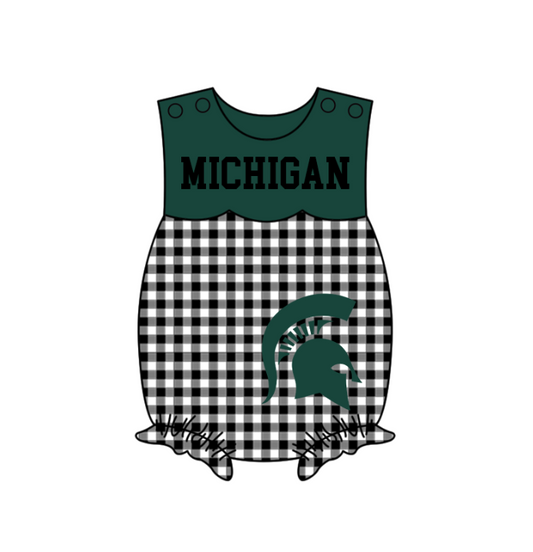 Preorder (moq 5)Baby Girls Sleeveless Michigan Ruffle Rompers