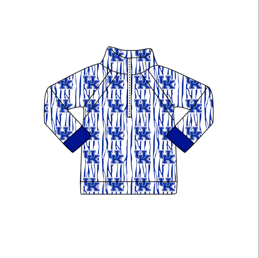 Preorder(moq 5) Baby Boys Blue UK Stripe Team Zipper Pullovers Top