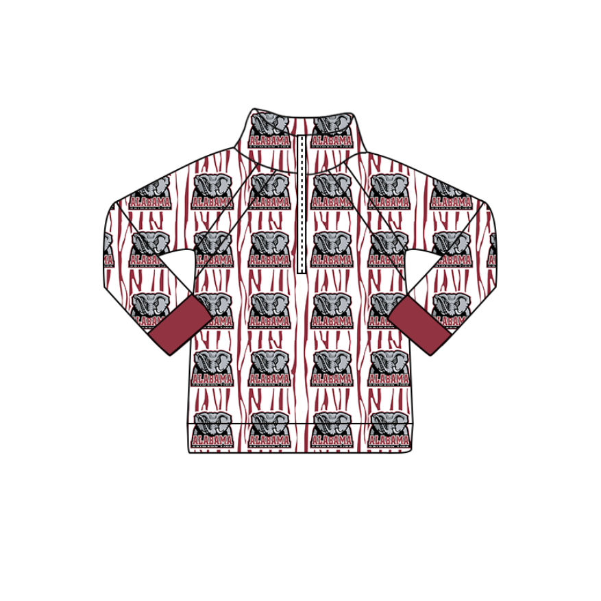 Preorder(moq 5) Baby Boys Alabama Elephants Stripe Team Zipper Pullovers Top
