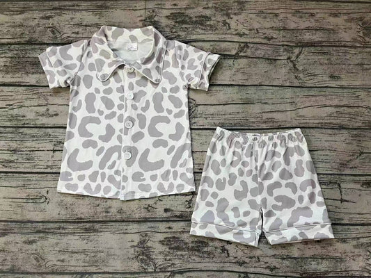 Baby Girls Western White Leopard Shorts Pajamas