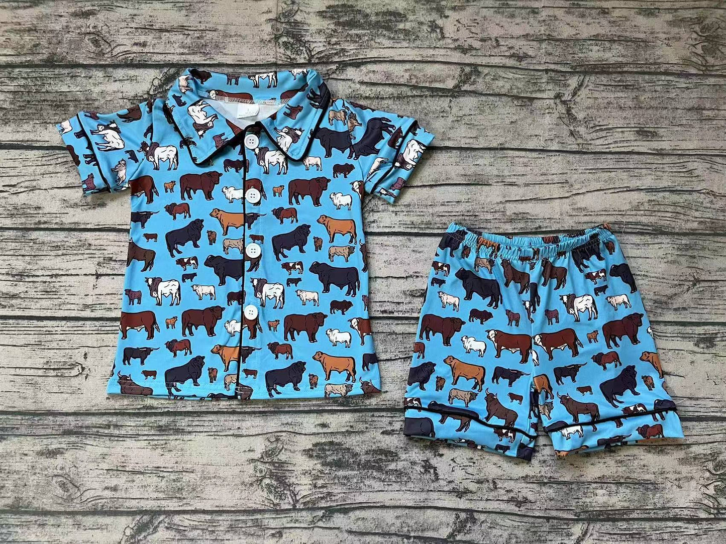 Baby Girls Western Cows Shorts Pajamas