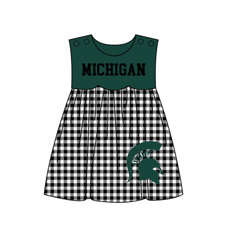 Preorder moq 5 Baby Girls Sleeveless Michigan Team Knee Length Dresses