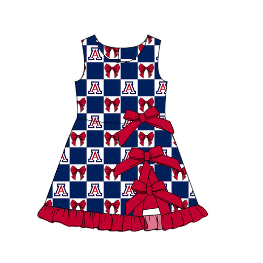 Preorder(moq 5)Baby Girls Bows Wildcats Team Short Knee Length Dress