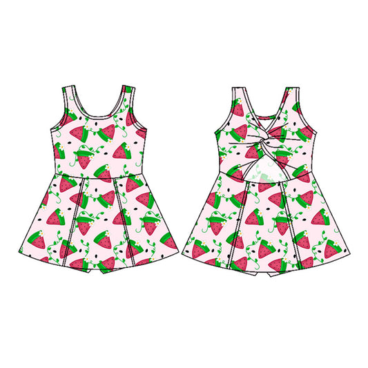 Preorder moq 5 Baby Girls Sleeveless Watermelon Flowers Shorts Knee Length Dresses