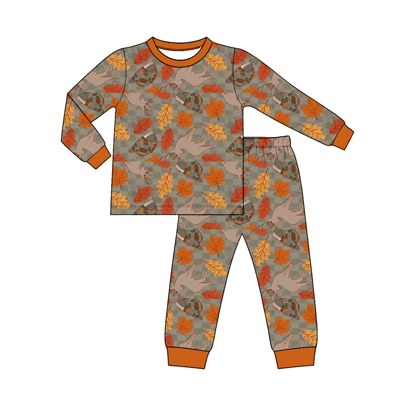 Preorder (moq5) Boys Christmas Santa Print Long Sleeve Pajama Set Kids Two-Piece Outfits