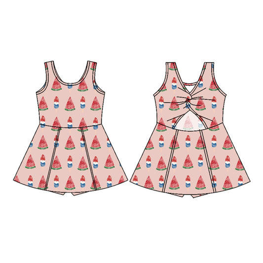 Preorder moq 5 Baby Girls Sleeveless Popsicle Shorts 4th of July Knee Length Dresses