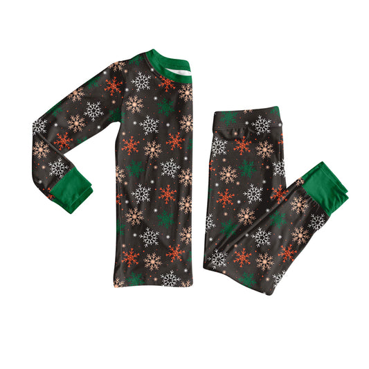 Preorder (moq 20)Baby Boys Bamboo Colorful Snowflake Stars Christmas Pajamas Sets