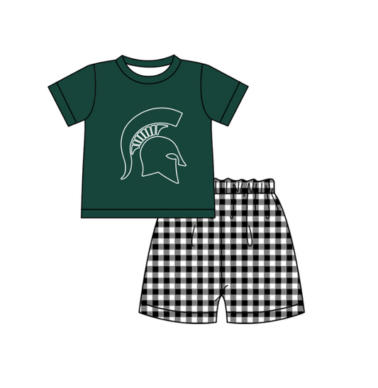 Preorder moq 5 Baby Boys Michigan Top Checked Short Team Clothes Set