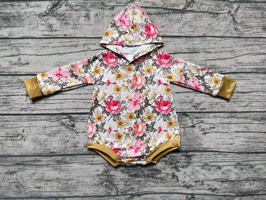 Baby Girls Flowers Hooded Fall Rompers