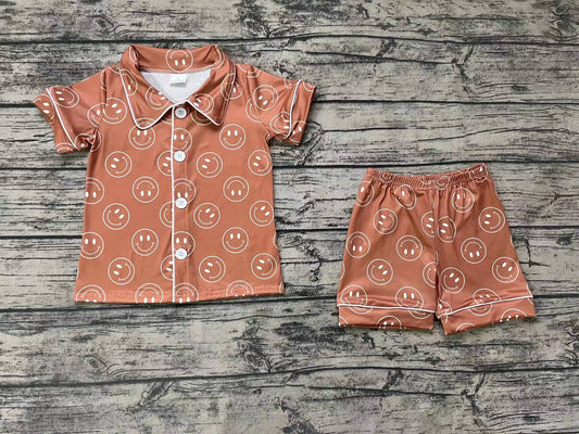 Baby Girls Western Brown Face Shorts Pajamas