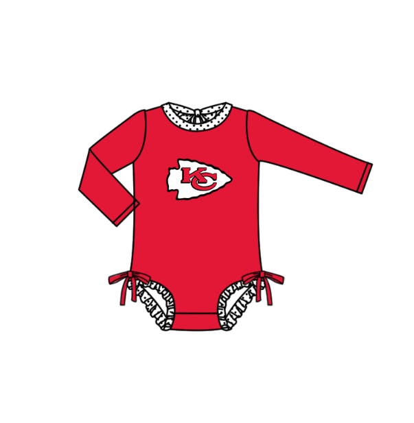 Preorder moq 5 Baby Girls Red KC Long Sleeve Team Swimsuits