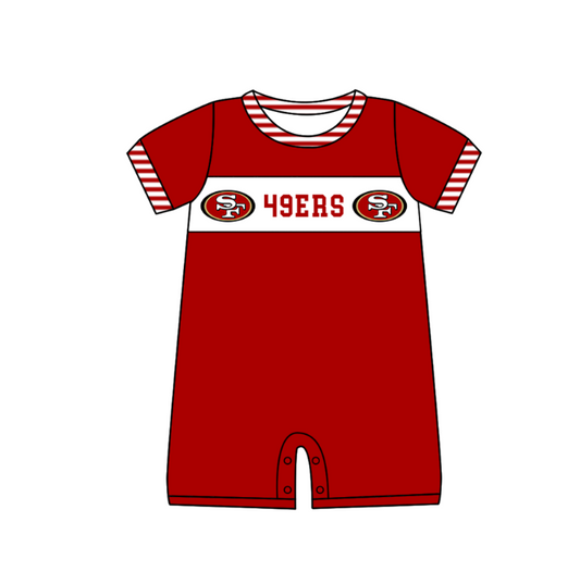 Preorder (moq 5)Baby Boys Red Short Sleeve SF Team Rompers