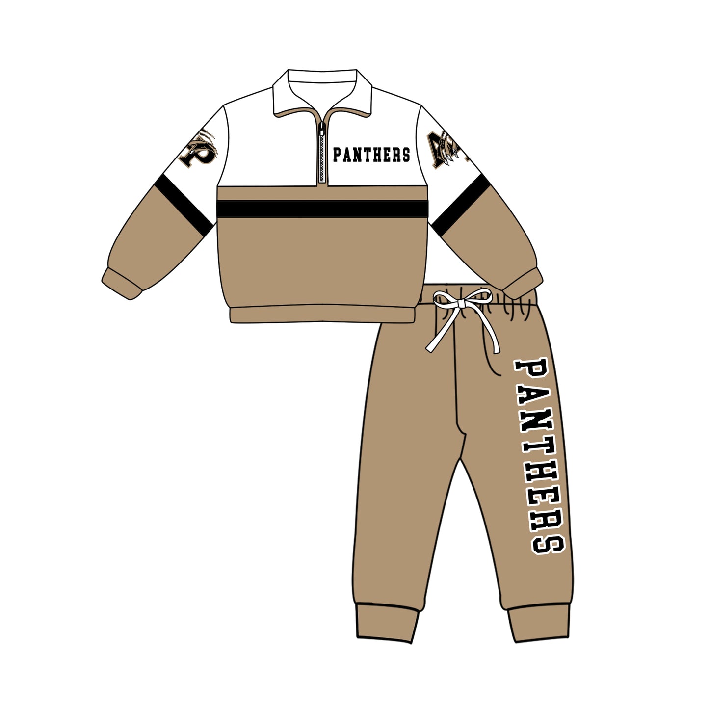 Preorder (moq 5)Baby Boys Panthers Zip Pullovers Jogger Team Clothes Set
