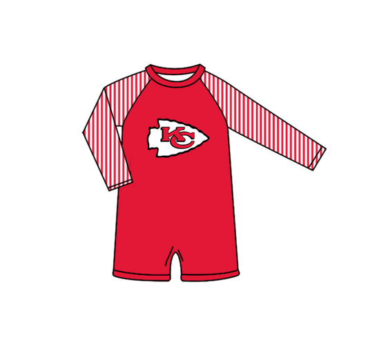 Preorder moq 5 Baby Boys Red KC Long Sleeve Team Swimsuits