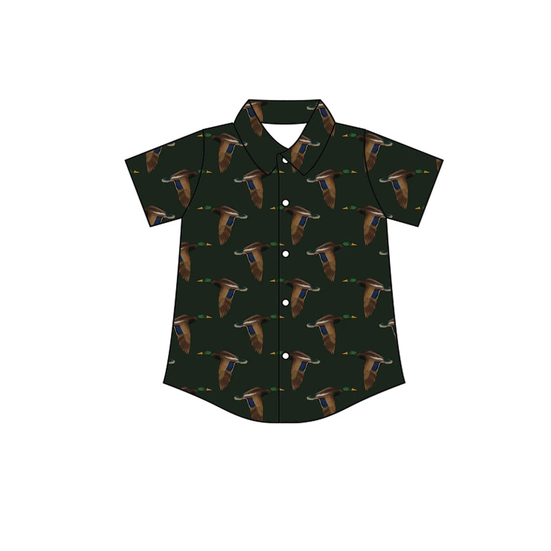 Preorder (moq 5)Baby Boys Green Ducks Button Hunting Shirts Top