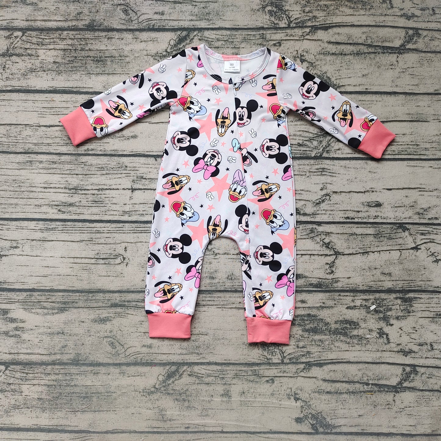 Baby Girls Pink Animal Zip Rompers