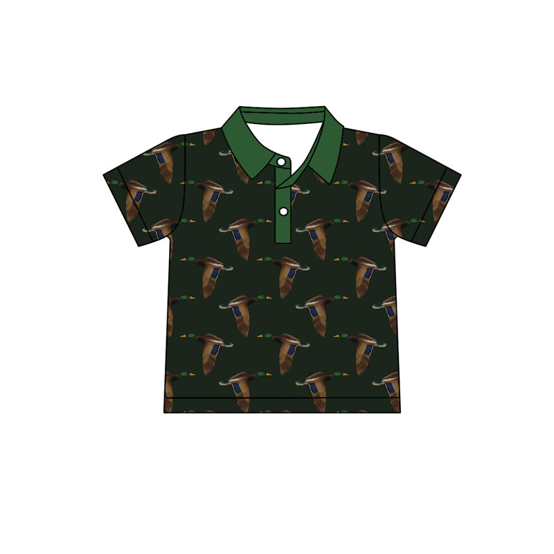 Preorder (moq 5)Baby Boys Green Ducks Button Hunting Polo Shirts Top