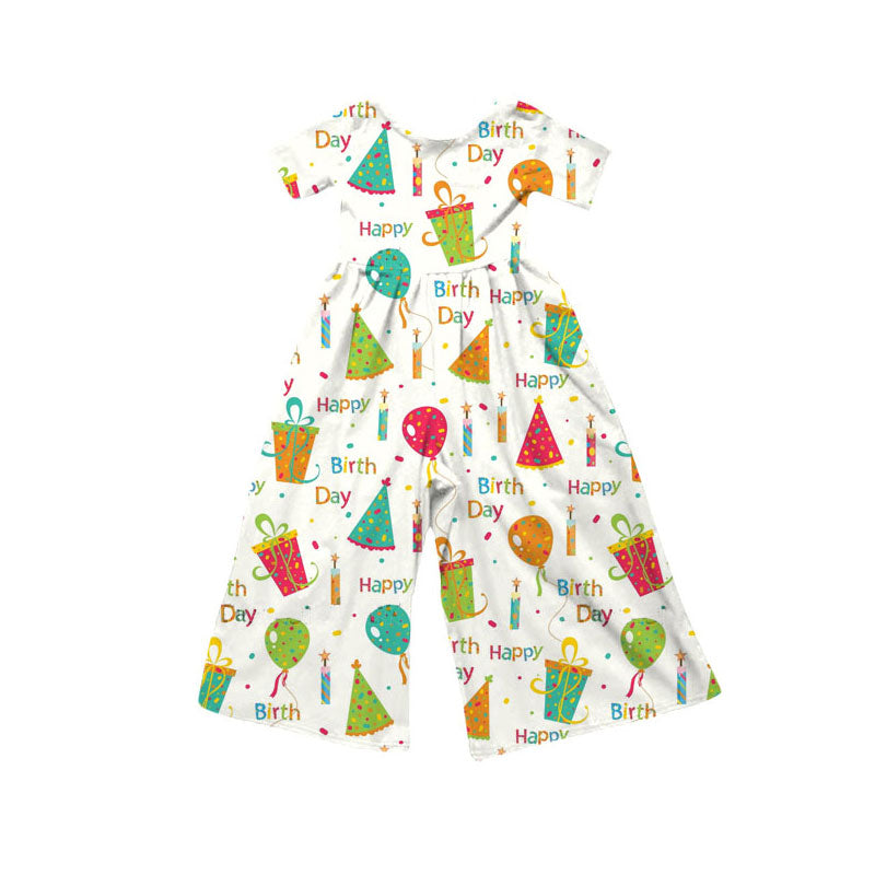 Preorder(moq 8)Baby Girls Gifts Happy Birthday Pant Jumpsuits