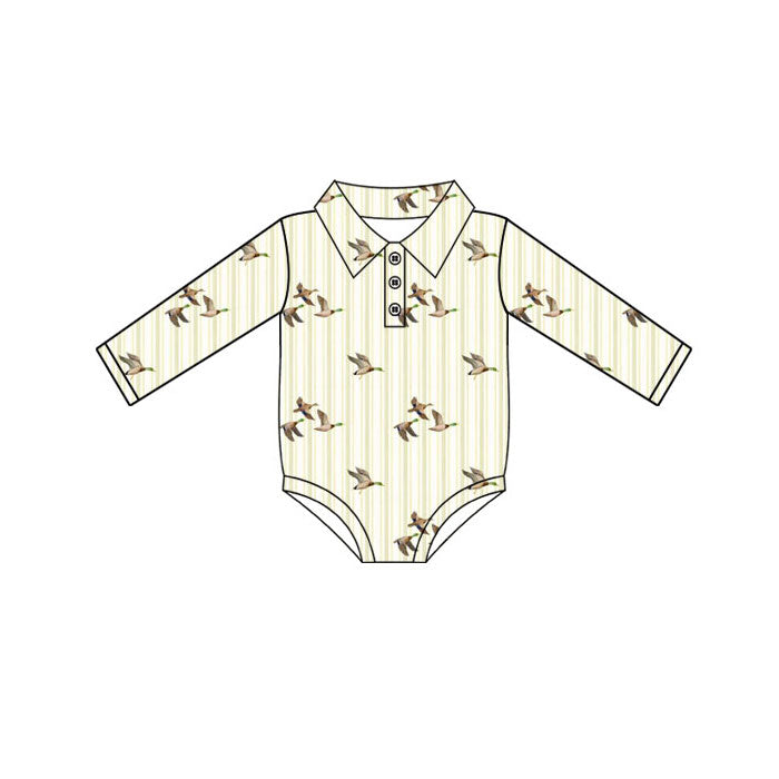 Preorder (moq 5)Baby Boys Ducks Plaid Button Rompers