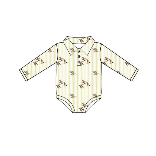 Preorder (moq 5)Baby Boys Ducks Plaid Button Rompers