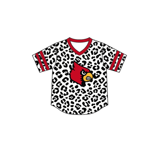 Preorder (moq 5)Baby Boys Short Sleeve Black Leopard Louisville Cardinals Team T-shirts Top