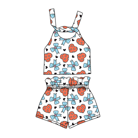 Preorder (moq 5)Baby Girls Mama's Girl Bows Hearts Straps Top Shorts Clothes Sets