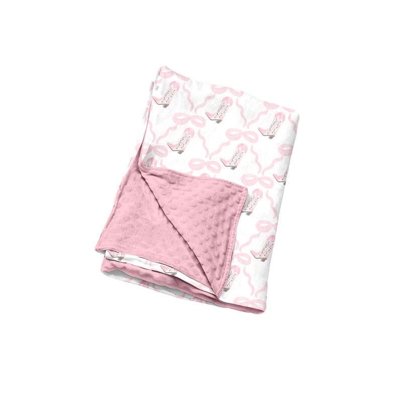 Preorder(moq5) Baby Girls Blanket High-Quality Cute Print Double Layer Soft Minky Dot Plush Blanket