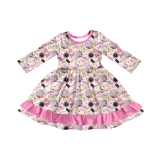 Preorder (moq 5)Baby Girls Happy New Year Ruffle Knee Length Dresses