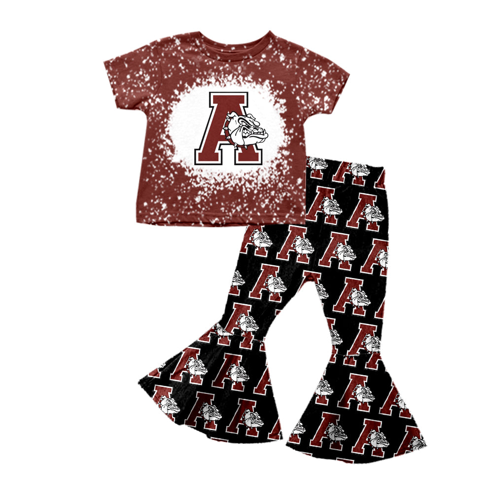 Baby Girls School Team 5 Shirt Top Bell Pants Clothes Sets Preorder(moq 5)