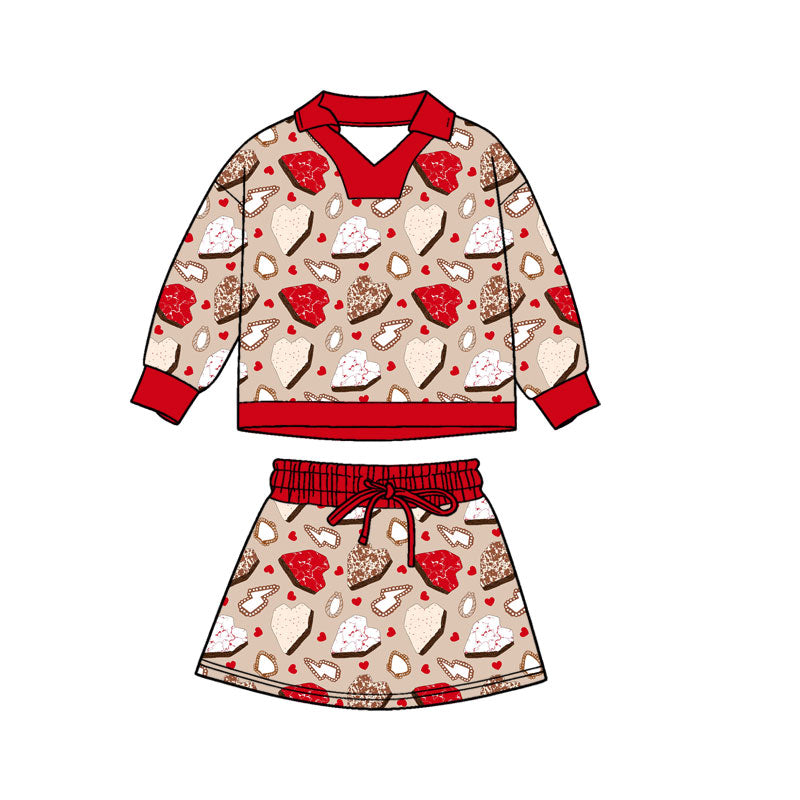Preorder(moq 5) Baby Girls Turquoises Hearts Top Skirt Shorts Western Valentines Clothes Sets