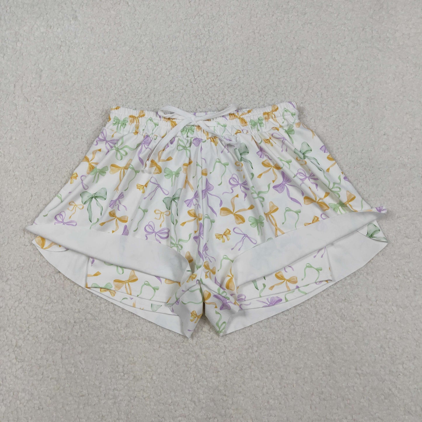 Adult Women Mardigras Bows Ruffle Yoga Shorts Bottoms