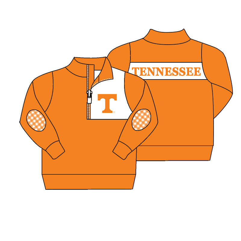Preorder (moq 5)Baby Boys Orange Long Sleeve Tennessee Team Zip Pullovers Top