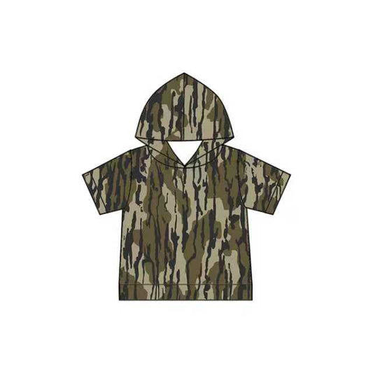 Preorder (moq 5)Baby Boys Short Sleeve Camouflage Hooded Pullovers Tops