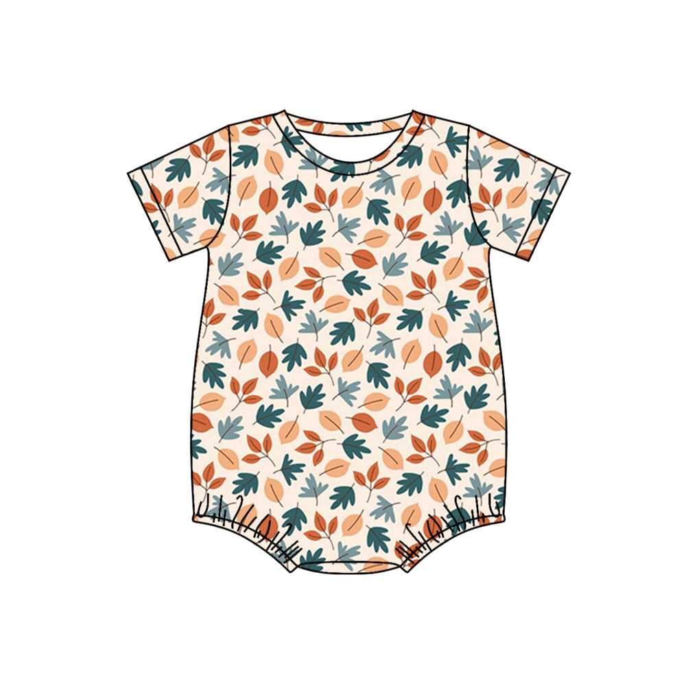 Baby Boys Fall Leaves Short Sleeve Rompers preorder(moq 5)