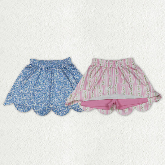 Sibling Baby Girls Colorful Flowers Scallop Skirt Shorts Bottom