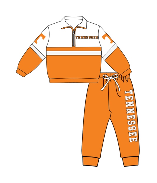 Preorder (moq 5)Baby Boys Tennessee Zipper Pullover Jogger Pants Team Clothes Set