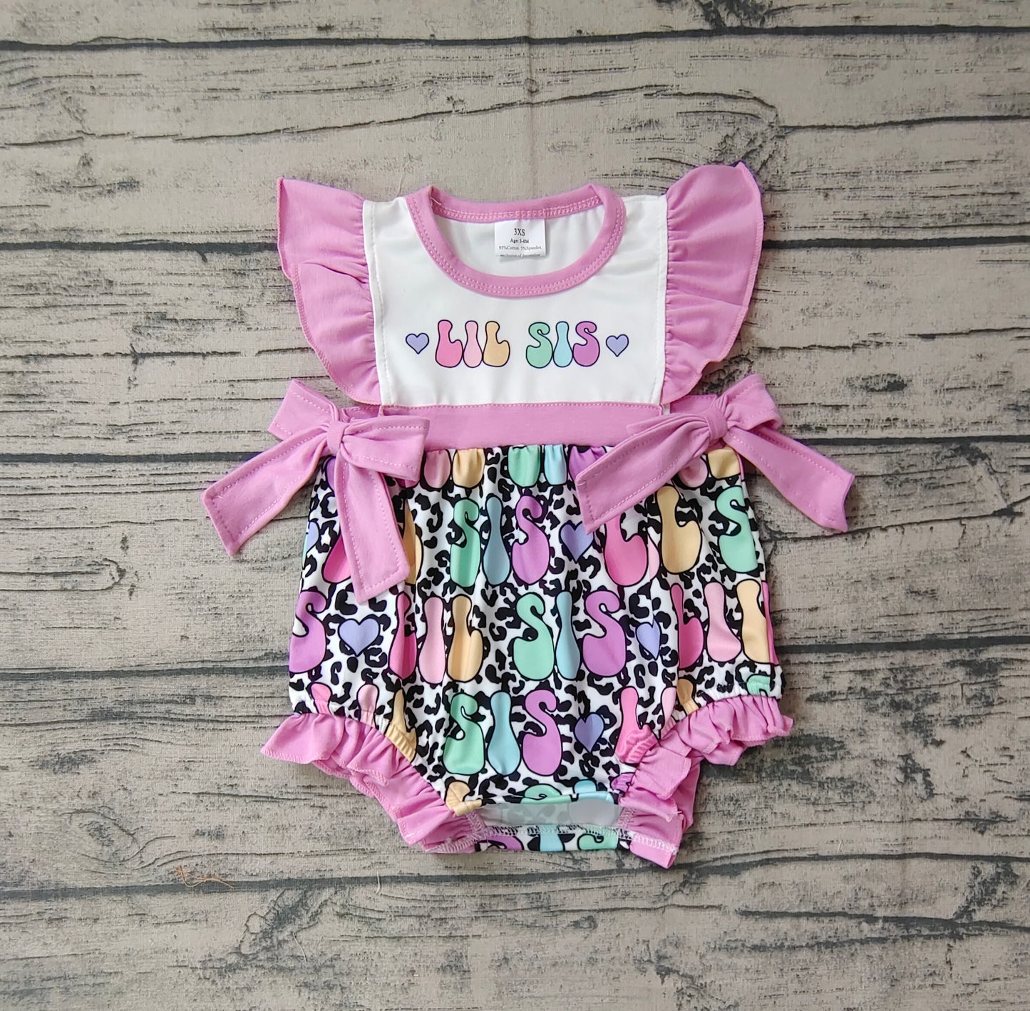 Baby Infant Girls Little Sister Purple Flutter Sleeve Rompers
