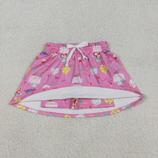 Baby Girls Hearts Cakes Happy Birthday Yoga Active Skirt Shorts Bottom