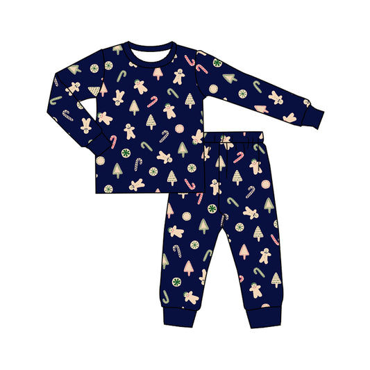 Baby Boys Christmas Gingerbread Tee Shirt Top Pants Pajamas Clothes Sets Preorder(moq 5)