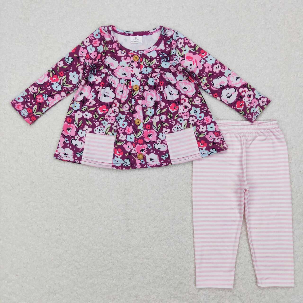 Baby Girls Floral Pocket Tunic Sibling Legging Pants Clothing Sets