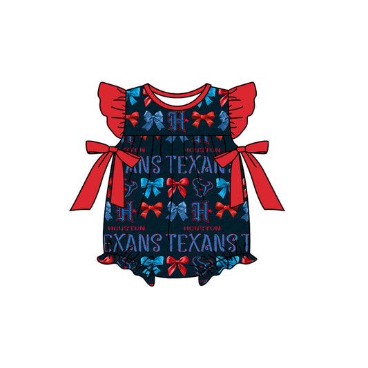 Infant Baby Girls Texans Team Bubble Bows Rompers preorder(moq 5)