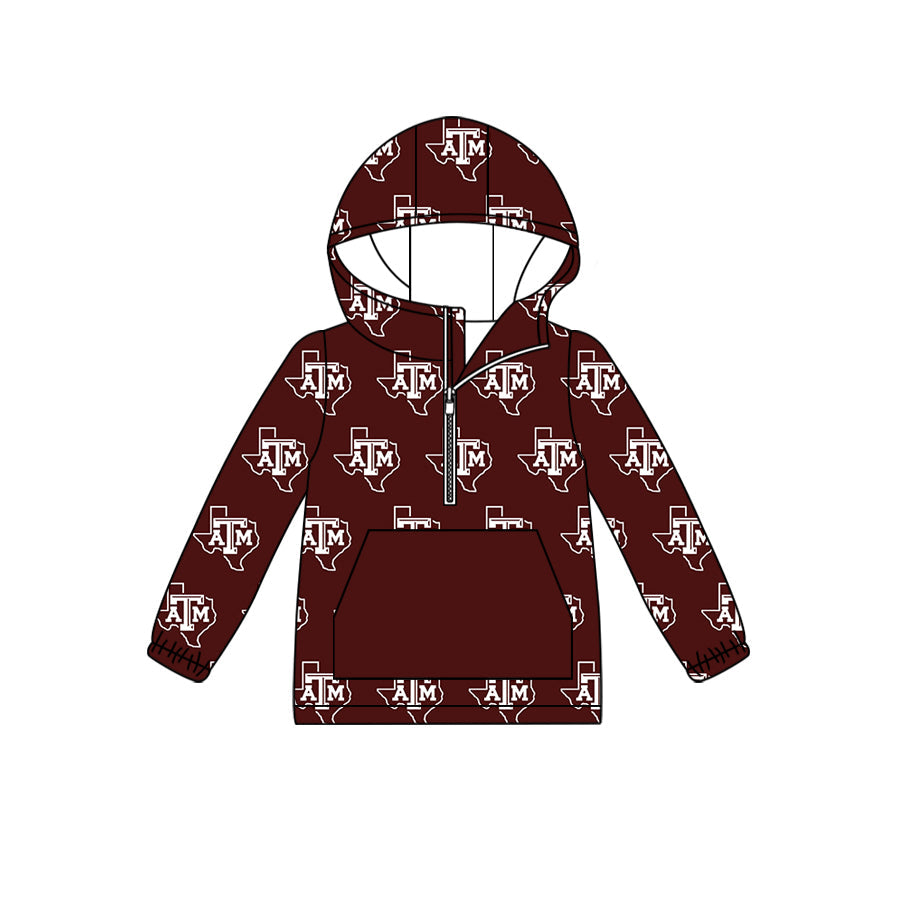 Preorder (moq 5)Baby Girls Boys AM Football Team Hooded Cardigan Tops