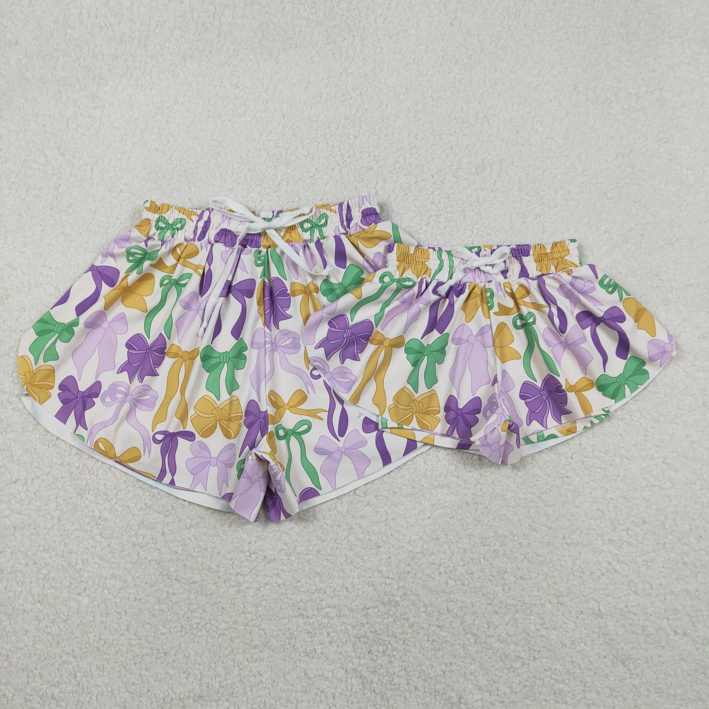 Mama and Me Mardigras Bows Yoga Active Ruffle Shorts Bottom